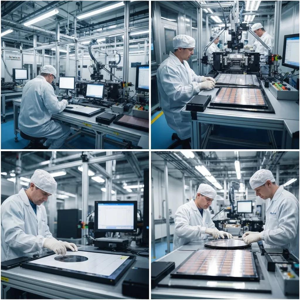 Modern semiconductor manufacturing facility producing silicon carbide power semiconductors